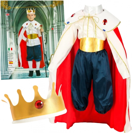 Costum regal pentru copii cu coroană și mantie