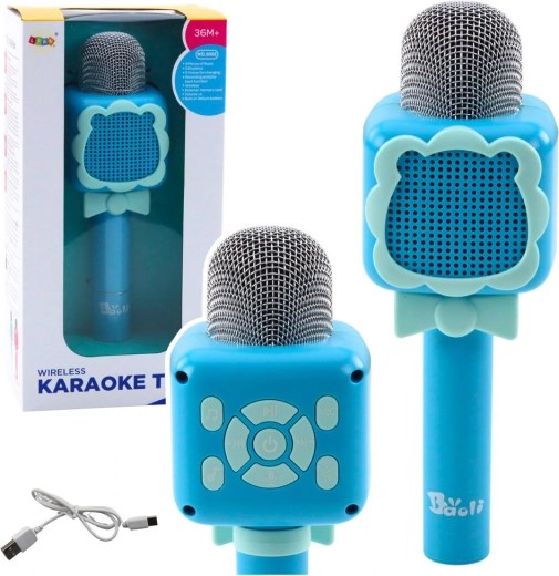 Microfon Bluetooth Karaoke Fără Fir Înregistrare Schimbare Voce Albastru