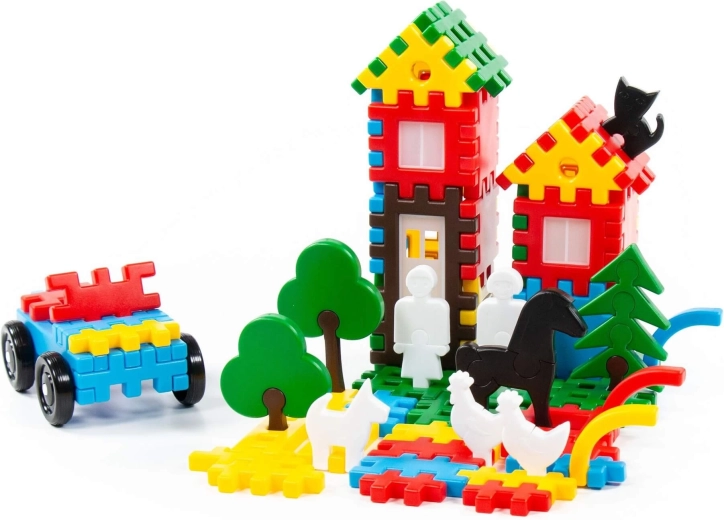 Set de construcție Polesie Family 108 piese în găleată