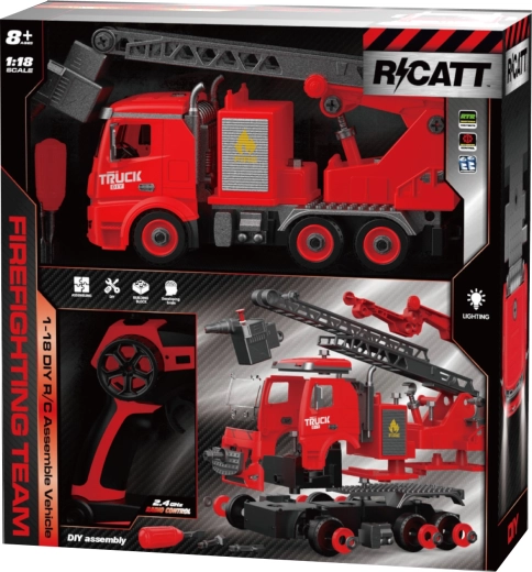 Set de construcție R/C camion de pompieri 1:18, 74 piese