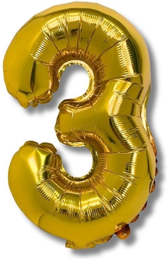 Balon din folie cifră 3 auriu 40 cm