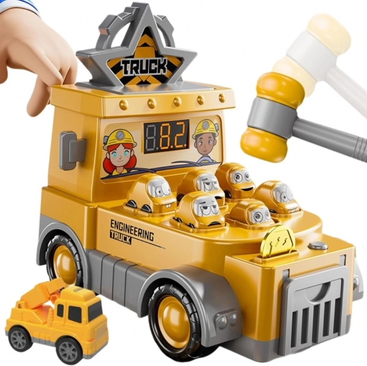 WOOPIE camion de construcții 2în1 lovește cârtița cu ciocănel și mașinuță cu rulare