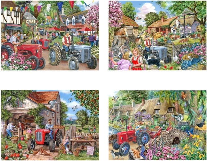 Puzzle Ziua la fermă 4 × 250 de piese mari