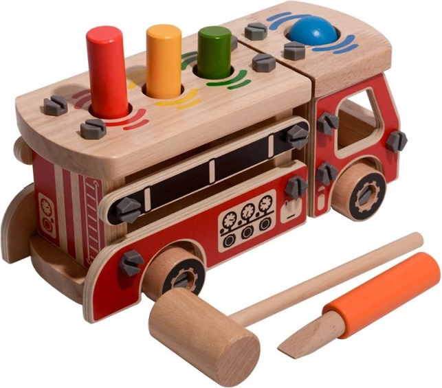Set de construcție de pompieri din lemn cu banc de bătut LUCY & LEO