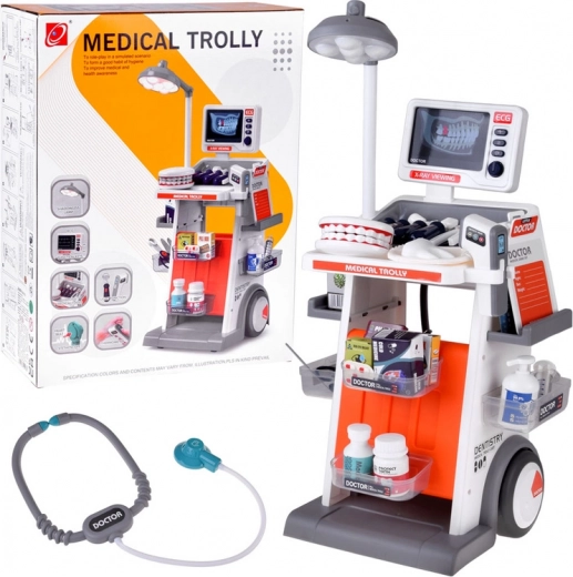 Cărucior medical interactiv – set de jucărie pentru medici și dentiști pentru copii