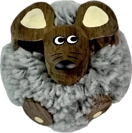 Magnet din lemn cu pompon – șoarece 2Kids Toys