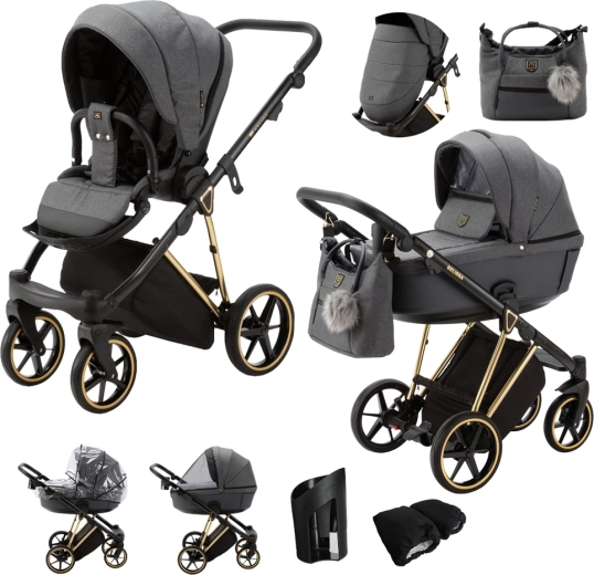 Adamex Belissa Special Edition cărucior combinat grafit/auriu