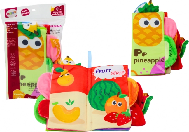 Carte textilă moale foșnitoare cu fructe pentru bebeluși