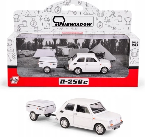 Fiat 126p cu remorcă Niewiadów N250C – model alb