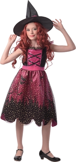 Costum de vrăjitoare roz pentru copii 130–140 cm