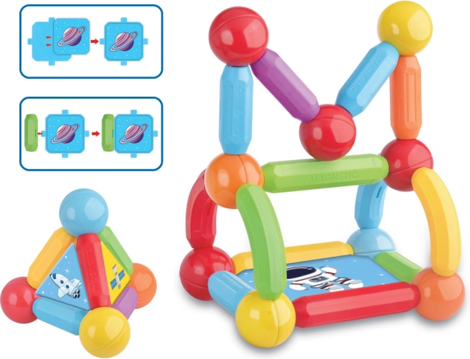 Set de construcție magnetic cu 50 de piese