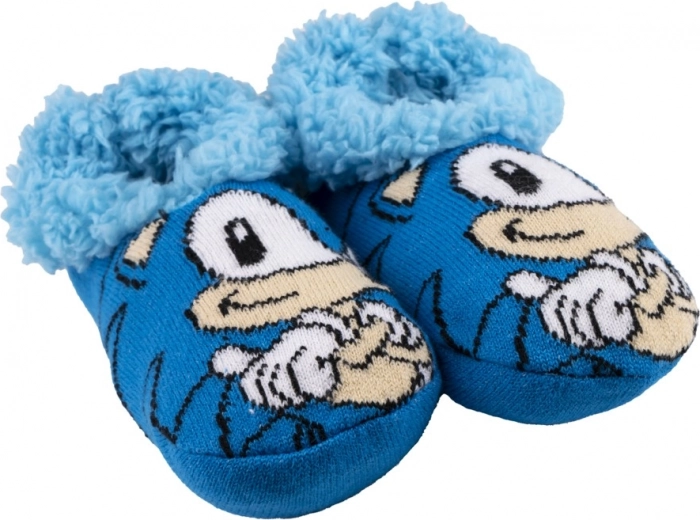 Papuci de casă pentru copii cu blăniță SONIC, albaștri