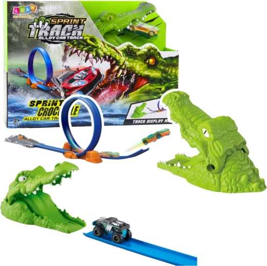 Pistă auto cu catapultă și crocodil