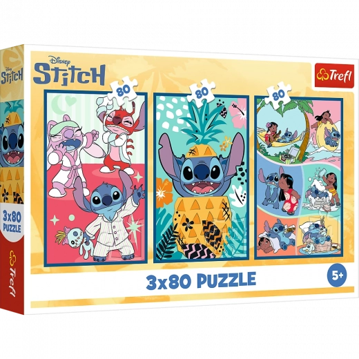 Puzzle Lilo & Stitch: Trei Puzzle într-unul - Stitch 3x80 Piese