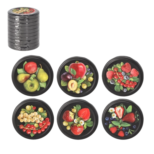Set 10 capace pentru borcane fi 82 Owoce Mix negru mat click
