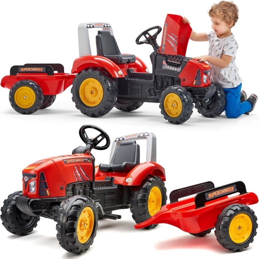 tractor cu pedale cu remorcă red supercharger de la 3 ani