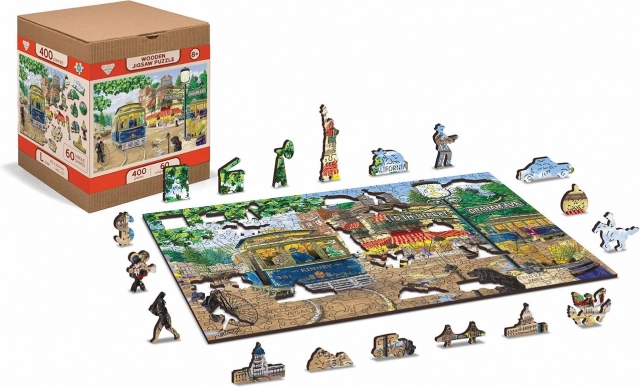 Puzzle din lemn WOODEN CITY Stradă victoriană 2‑în‑1, 400 piese