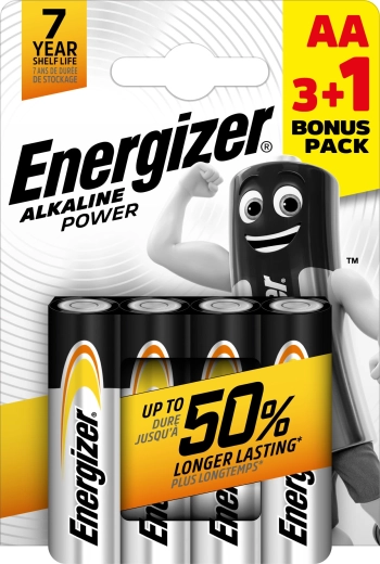 Energizer Alkaline Power AA baterii tip stilou 3+1 gratuit
