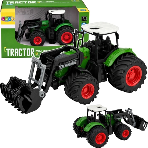 Tractor de fermă cu încărcător frontal 1:24, roți din cauciuc, verde