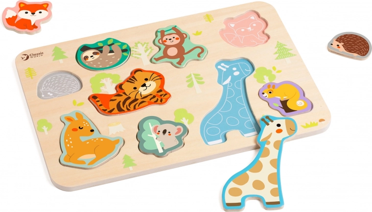 Puzzle din lemn cu animale CLASSIC WORLD