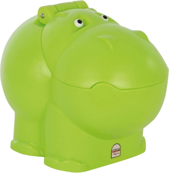Cutie de plastic pentru jucării Hipopotam verde