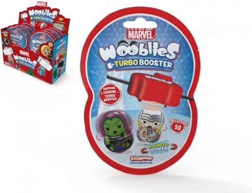 Wooblies Turbo Booster figurine magnetice MARVEL 4 cm – pachet cu lansator