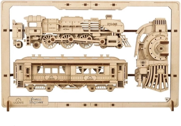 Ugears puzzle mecanic din lemn 2,5D Steam Express