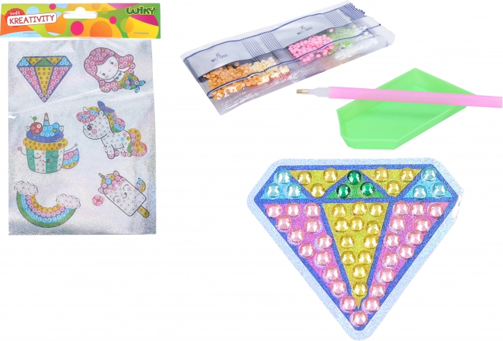 Set creativ abțibilduri diamant cu pietricele MIX
