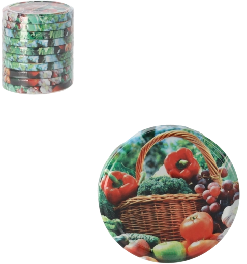 Set de capace pentru borcane de conservare 82 mm cu motiv vegetal, 10 buc.