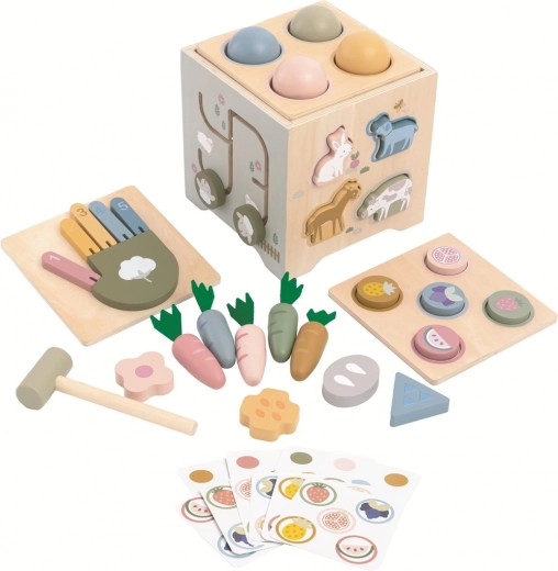 Cub motoric din lemn multifuncțional fermă 2Kids Toys