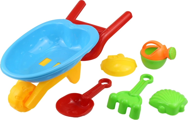 Set de forme pentru nisip într-o roabă mini - 5 buc.