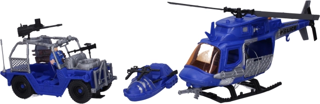 Set de joacă poliție cu figurine și elicopter