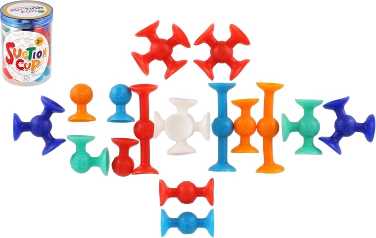 Set de construcție cu ventuze din silicon colorate în cutie 9 × 12 cm