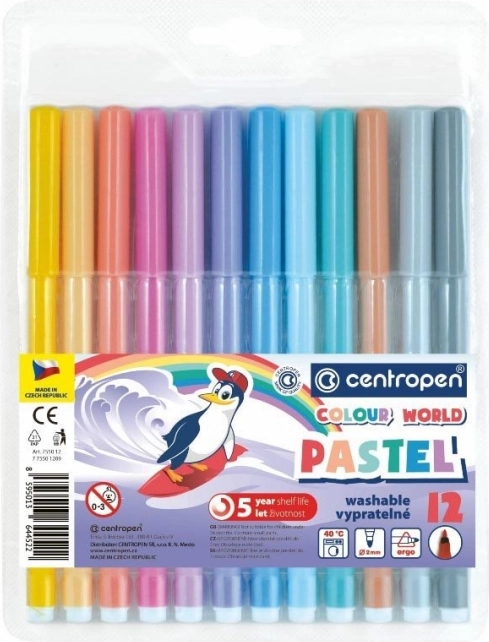 CENTROPEN markere pastelate, 12 culori – pastel
