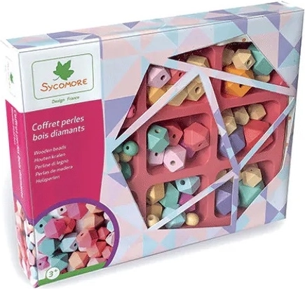Mărgele din lemn în cutie – diamant