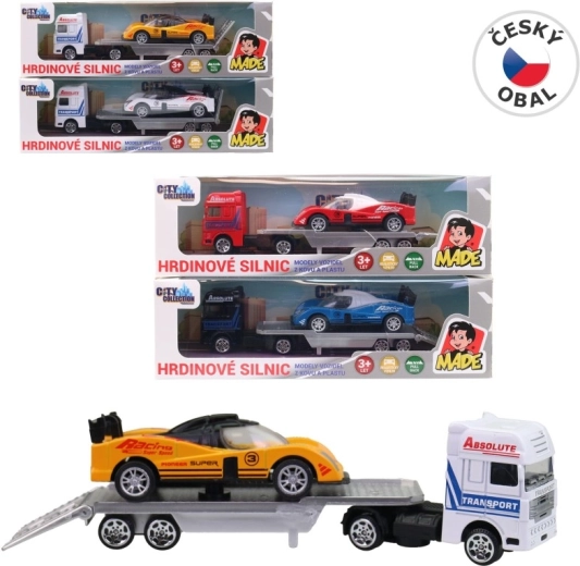 Transportor de mașini cu mașină de curse 18 cm