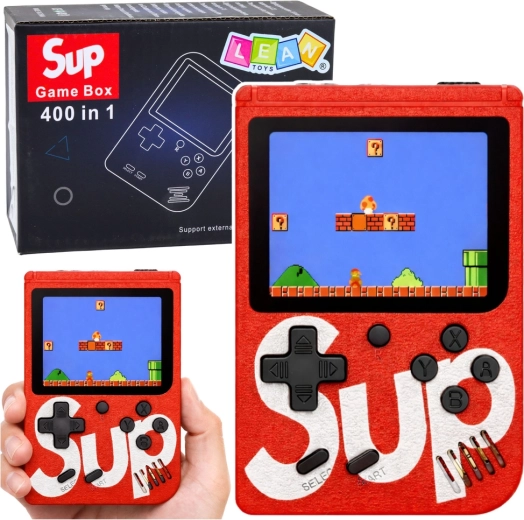 Consolă portabilă retro SUP cu 400 de jocuri, LCD de 3", roșie