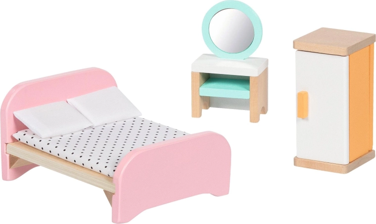 Mobilier din lemn pentru casă de păpuși Copenhagen, dormitor - 6 buc.