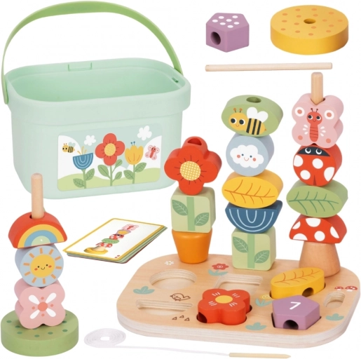 cutie educațională din lemn 5‑în‑1 Magic Garden de la Tooky Toy