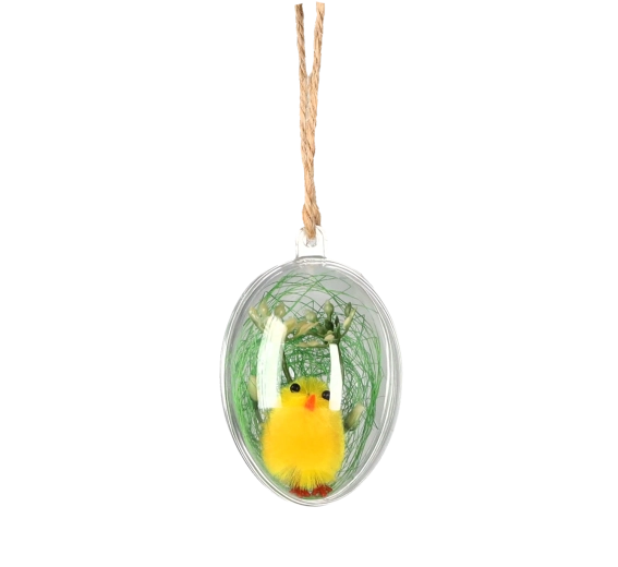 Puișor agățat de Paște în bilă de plastic 4,5 × 6 cm, set 12 buc