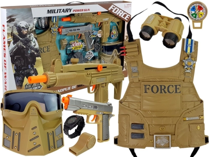 Set militar Armă Mască Binoclu Vestă Busolă