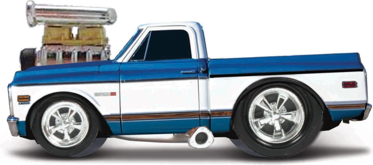 Maisto Muscle Machines Chevrolet C10 Pickup 1972 albastru-alb 1:64