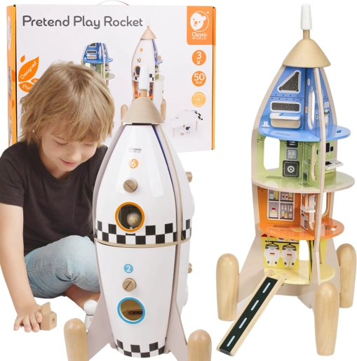 Rachetă din lemn cu figurine CLASSIC WORLD
