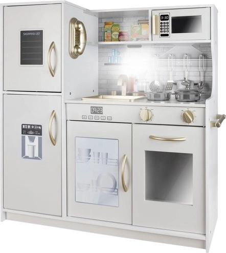 Bucătărie din lemn pentru copii XL cu lumină și sunete – Alb