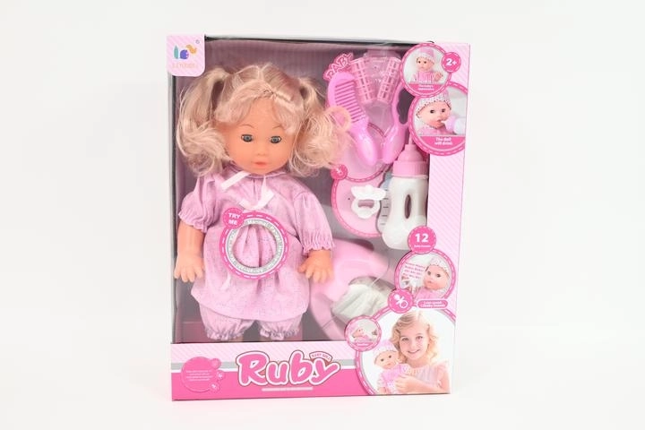 Păpușa interactivă Ruby 35 cm cu accesorii, bea și face pipi, 12 sunete