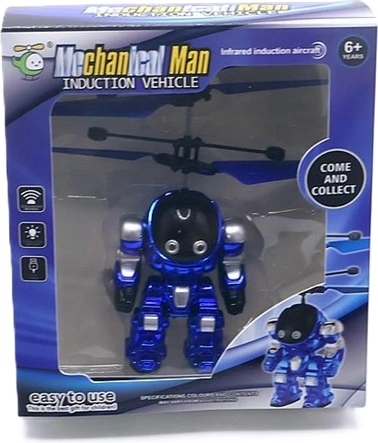 Figurină zburătoare cu robot futurist, de culoare aurie
