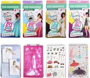 ToiToys caiet de schițe pentru designeri de modă cu autocolante, sortiment - 1 bucată