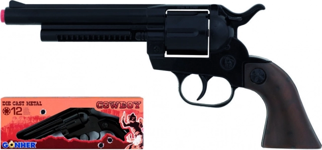 Revolver cowboy metalic negru 12 focuri