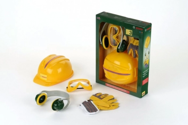 Set Bosch pentru copii cu accesorii de atelier cu cască, 4 piese