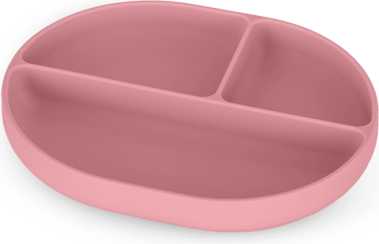 Petite&Mars farfurie compartimentată din silicon cu ventuză take&match dusty rose 6m+